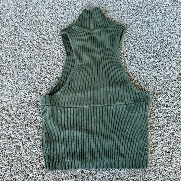 Danielle Guizio Olive Ribbed Turtleneck Top - Picture 3 of 3